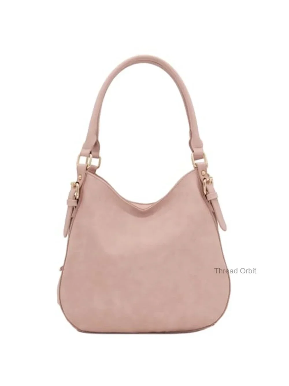 Faux Leather 3 Compartment Hobo Bag with Gold Tone Hardware